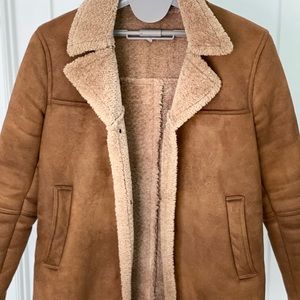 Zara Faux Shearling Lined Suede Winter Coat